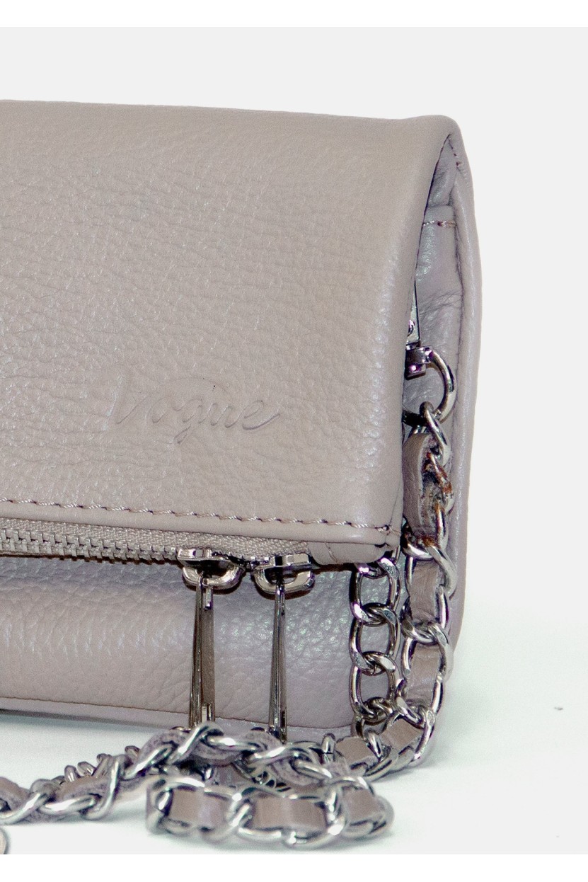 BOLSO CON SOLAPA Y CADENA BEIGE